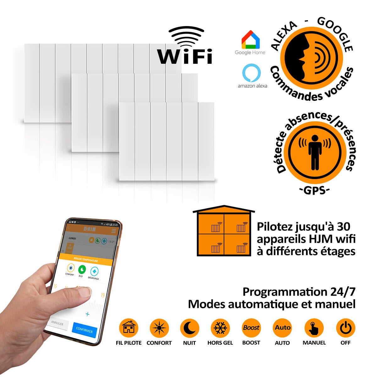 Radiador eléctrico conectado a inercia seca 750 W HJM AVA PL WIFI – Bild 7